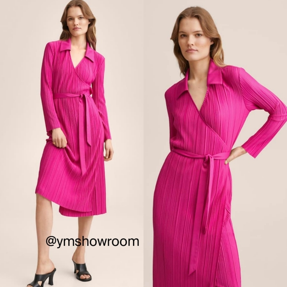 MANGO Pleated wrap dress - Picture 2 of 4
